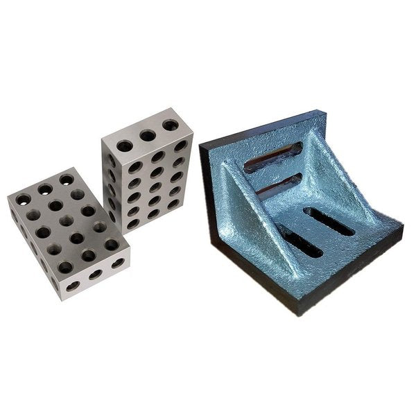HHIP 4.5 X 3.5 X 3" Angle Plate & 1-2-3 Block Set Matched Pair