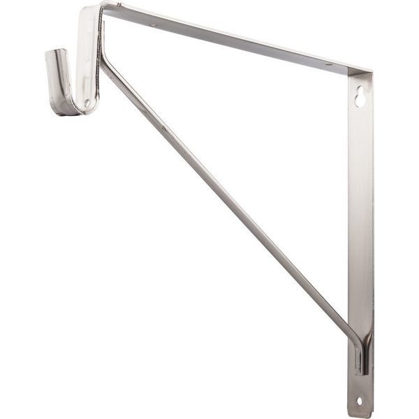 Satin Nickel Shelf Bracket with Rod Support for Oval Closet Rods