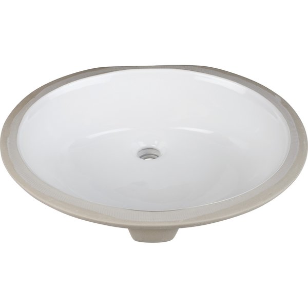 17-3/8"x14-1/4" White Oval Undermount Porcelain Bathroom Sink With Overflow