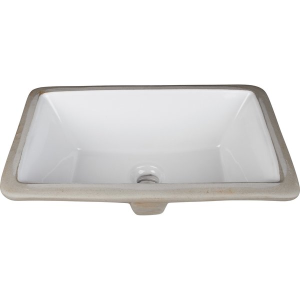16" Lx9-7/8" W White Rectangle Undermount Porcelain Bathroom Sink With Overflow