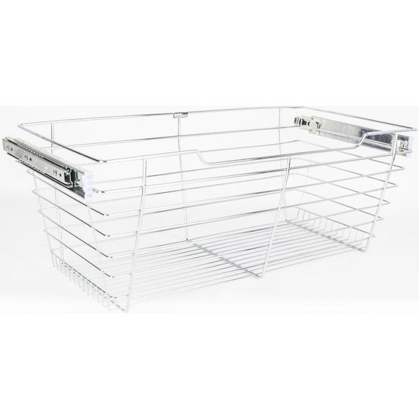 Polished Chrome Closet Pullout Basket with Slides 14in. D x 17in. W x 11in. H