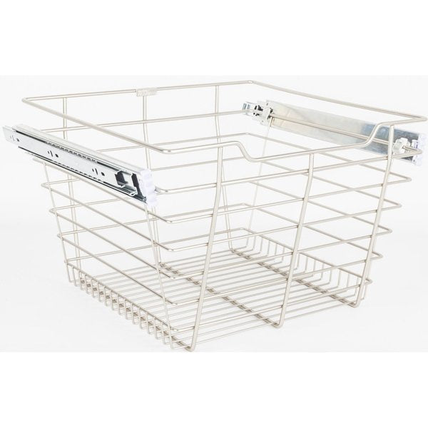 Satin Nickel Closet Pullout Basket with Slides 14"Dx17"Wx11"H