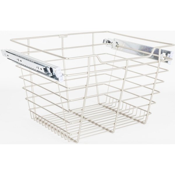 Satin Nickel Closet Pullout Basket with Slides 16"Dx17"Wx11"H