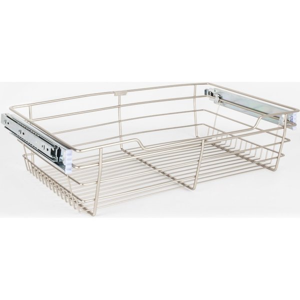 Satin Nickel Closet Pullout Basket with Slides 16"Dx17"Wx6"H