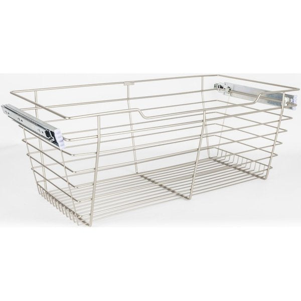 Satin Nickel Closet Pullout Basket with Slides 16"Dx23"Wx11"H