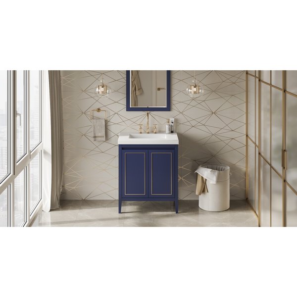 30In. Hale Blue Percival Vanity,  Lavante Cultured Marble Vessel Vanity Top,  Intgrtd Rctngl Bowl