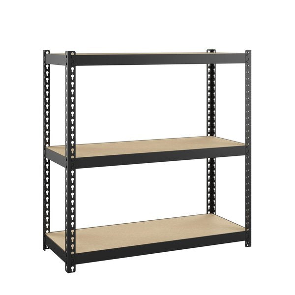 1000 Riveted Steel Shelving 3-Shelf 12"Dx30"Wx30"H,  Black