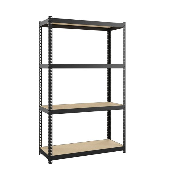 1000 Riveted Steel Shelving,  4-Shelf Unit,  12D x 30W x 48H,  Black