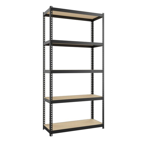 1000 Riveted Steel Shelving 5-Shelf 12"Dx30"Wx60"H,  Black