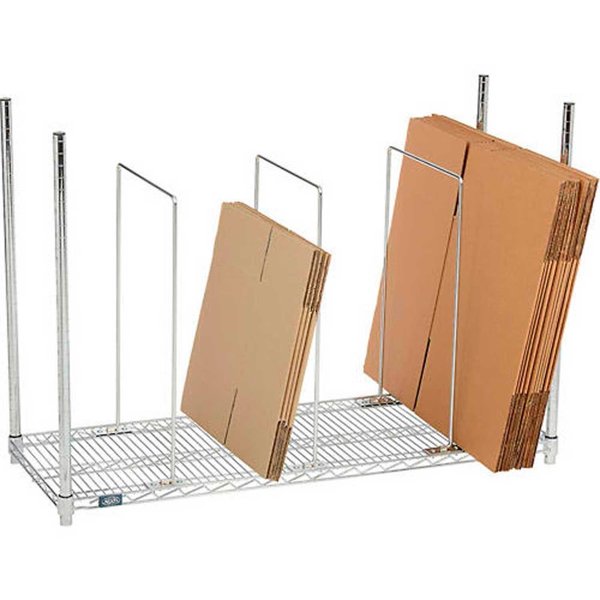 Single Level Carton Stand w/ 3 Dividers,  48L x 18W x 38-1/2H,  Chrome