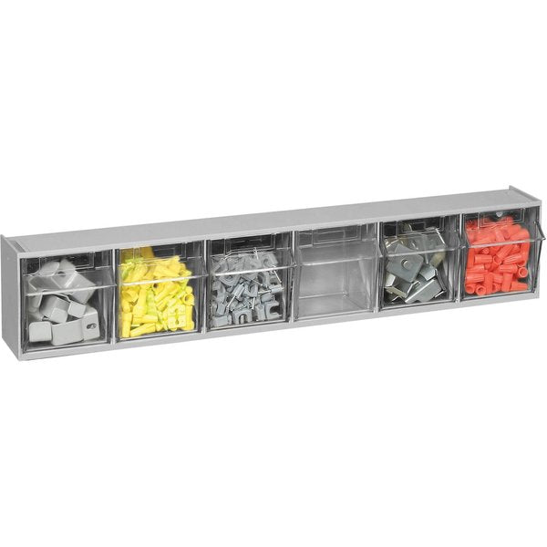 QTB306 Tilt Out Storage Bin- 6 Compartments Gray