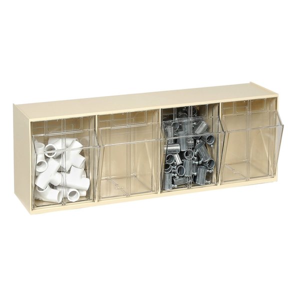 QTB304 Tilt Out Storage Bin- 4 Compartments Ivory