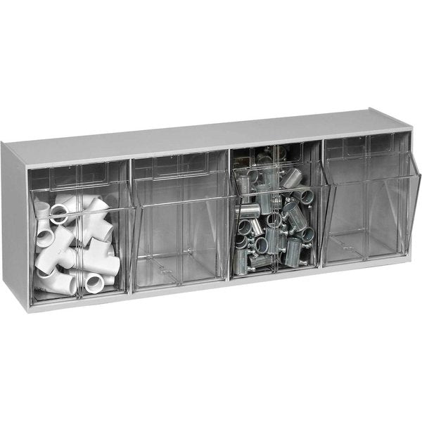 QTB304 Tilt Out Storage Bin- 4 Compartments Gray