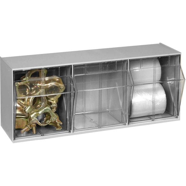 QTB303 Tilt Out Storage Bin- 3 Compartments Gray