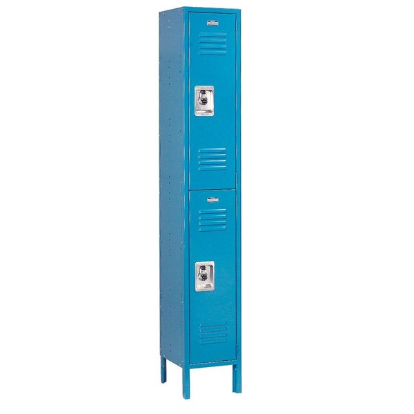 Double Tier Locker,  12x15x36,  2 Door Ready To Assemble,  Blue