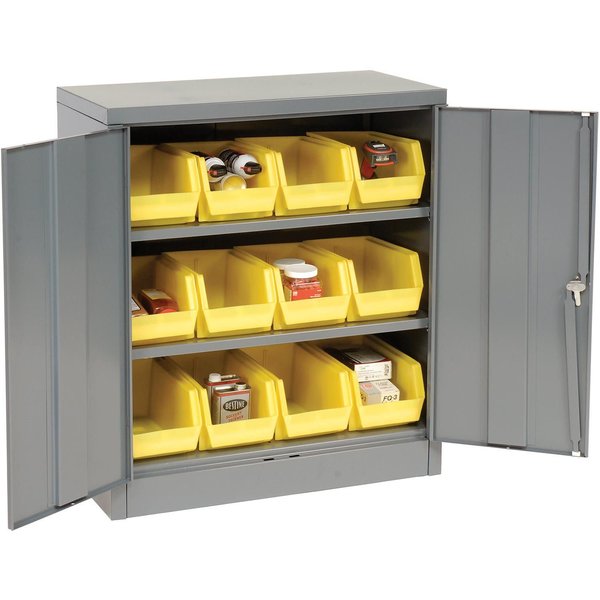 Locking Storage Cabinet With 12 Yellow Removable Bins,  36x18x42