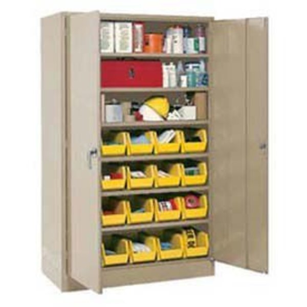 Locking Storage Cabinet With 24 Yellow Removable Bins,  36x18x72