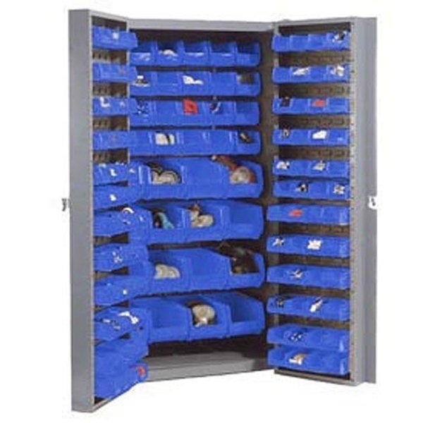 Bin Cabinet with 156 Blue Bins,  38x24x72