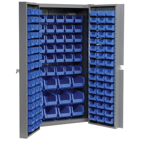 Bin Cabinet with 114 Blue Bins,  38x24x72