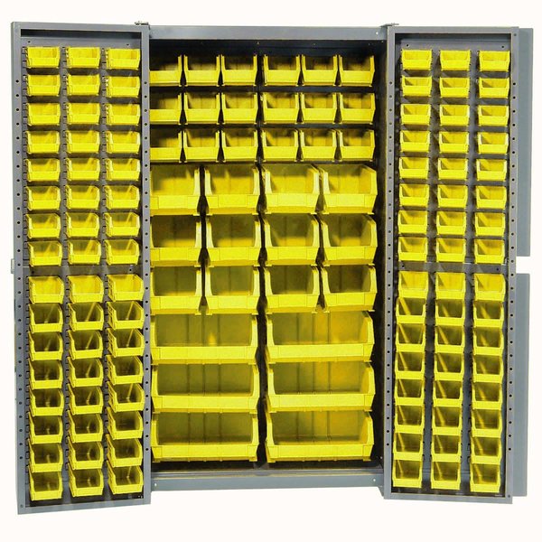 Bin Cabinet with 132 Yellow Bins,  38x24x72