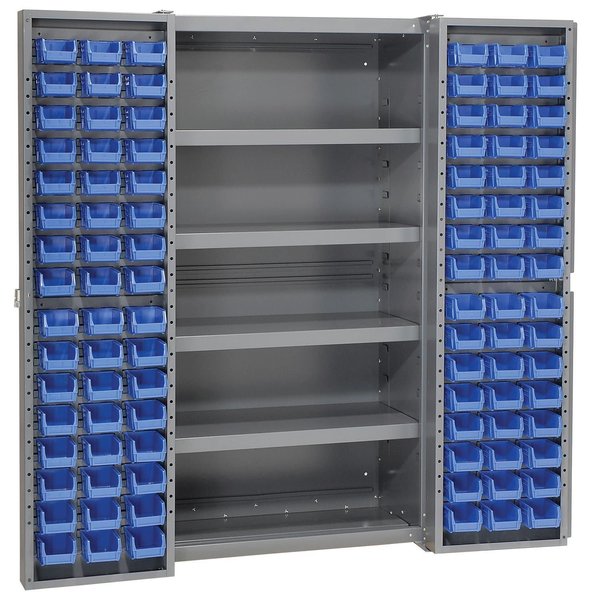 Bin Cabinet with 96 Blue Bins,  38x24x72