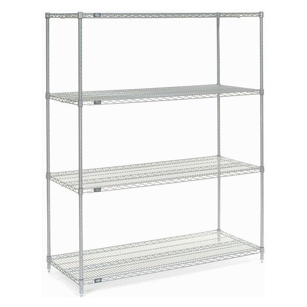 Nexelate Wire Shelving Starter Unit,  Silver Epoxy,  60W X 24D X 74H