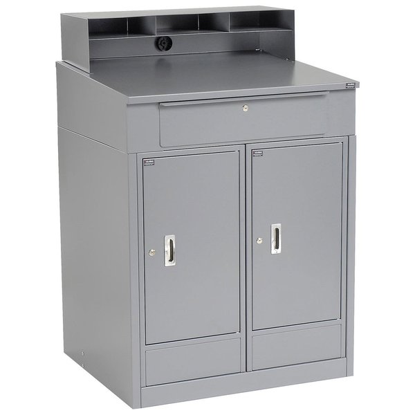 Cabinet Shop Desk with Pigeonhole Riser,  34-1/2W x 30D x 51-1/2H,  Gray