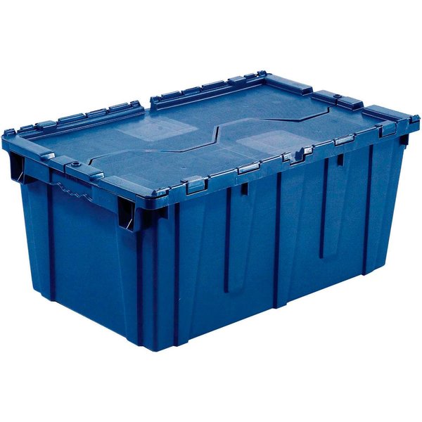 Plastic Distribution Container With Hinged Lid,  21-7/8x15-1/4x12-7/8,  Blue