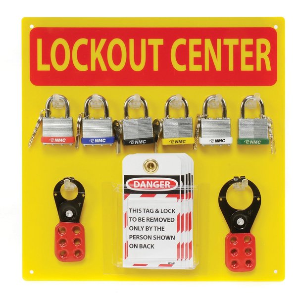 NMC 14W Standard Lockout Center,  10 Tags,  Yellow/Red