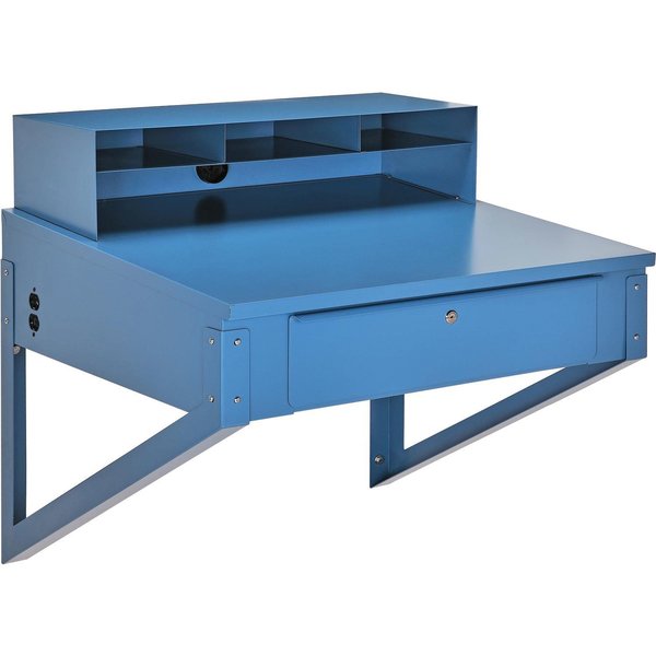 Shop Desk Wall Mount,  34-1/2W x 30D x 32-1/2H,  Blue