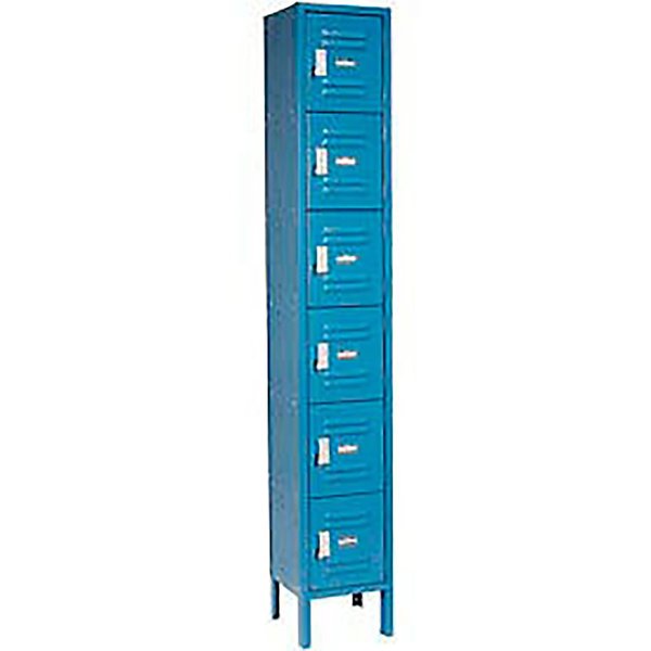 6-Tier 6 Door Box Locker,  12W x 18D x 12H,  Blue,  Assembled