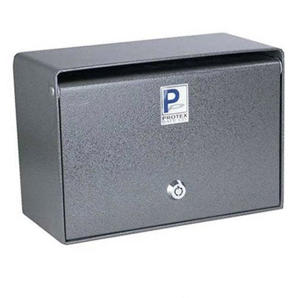 Protex Wall Mounted Depository Drop Box with Tubular Lock - 5W x 10D x 6-3/4H,  Gray