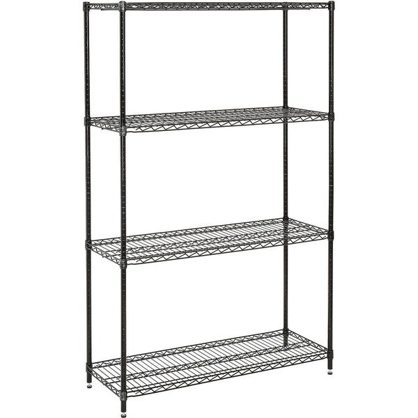 Medium Duty Wire Shelving Unit,  Black Epoxy,  48W x 24D x 74H