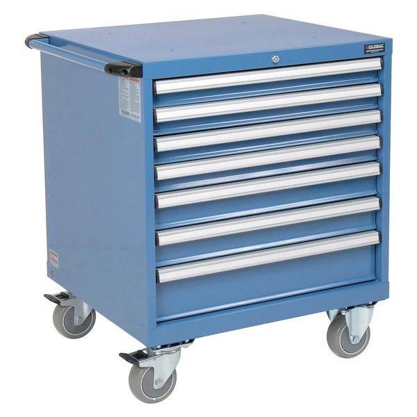 7 Drawer Mobile Modular Drawer Cabinet w/Lock,  30Wx27Dx36-7/10H,  Blue