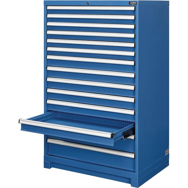 14 Drawer Modular Cabinet,  w/Lock,  w/o Dividers,  36Wx24Dx57H Blue