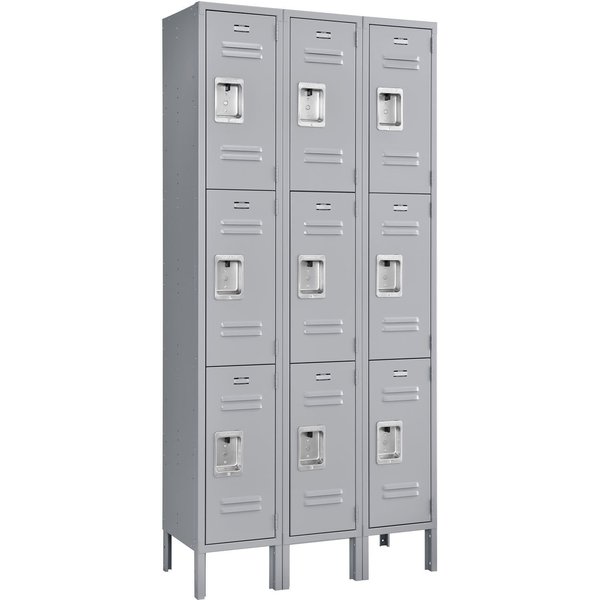 3-Tier 9 Door Locker,  12Wx15Dx24H,  Gray,  Unassembled