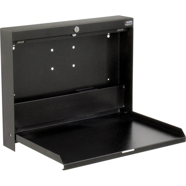 Folding Wall Mounted Shop Desk,  Locking,  20W x 3-3/8D x 16-3/8H,  Black