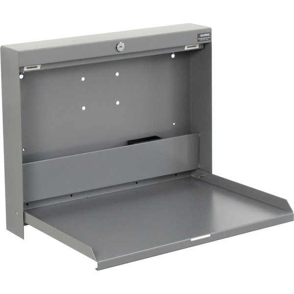 Folding Wall Mounted Shop Desk,  Locking,  20W x 3-3/8D x 16-3/8H,  Gray