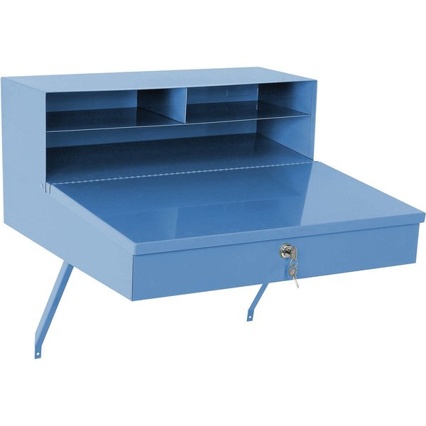 Steel Wall Mounted Sloped Receiving Desk,  24W x 22D,  Blue