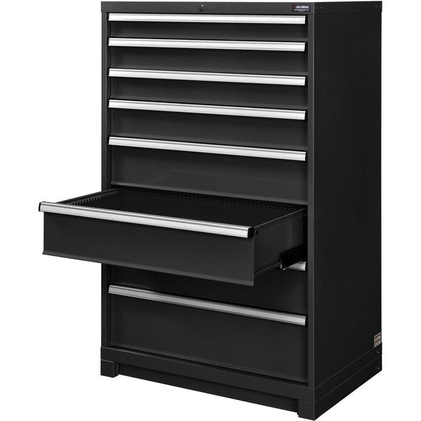 Modular 8 Drawer Cabinet,  with Lock,  w/o Dividers,  36Wx24Dx57H Black