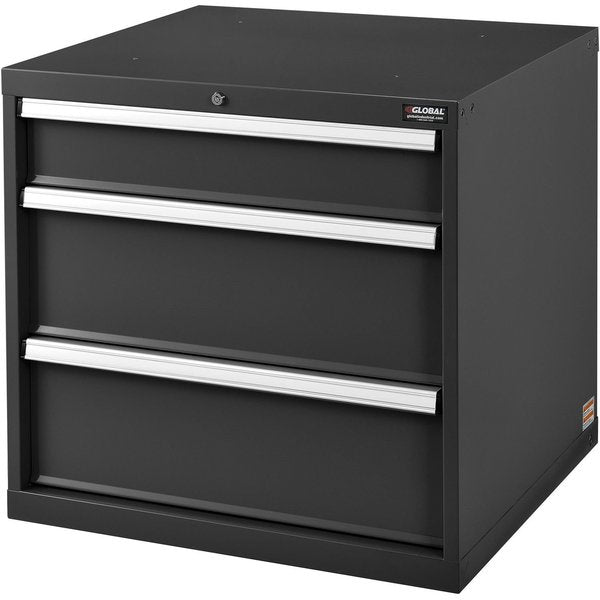 Modular 3 Drawer Cabinet with Lock,  w/o Dividers,  30x27x29-1/2,  Black