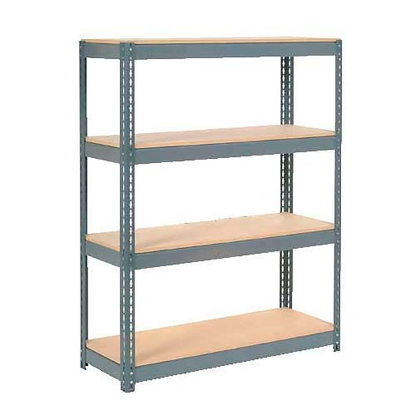 Extra Heavy Duty Shelving,  Wood Deck,  4 Shelves,  48Wx12Dx60H,  Gray