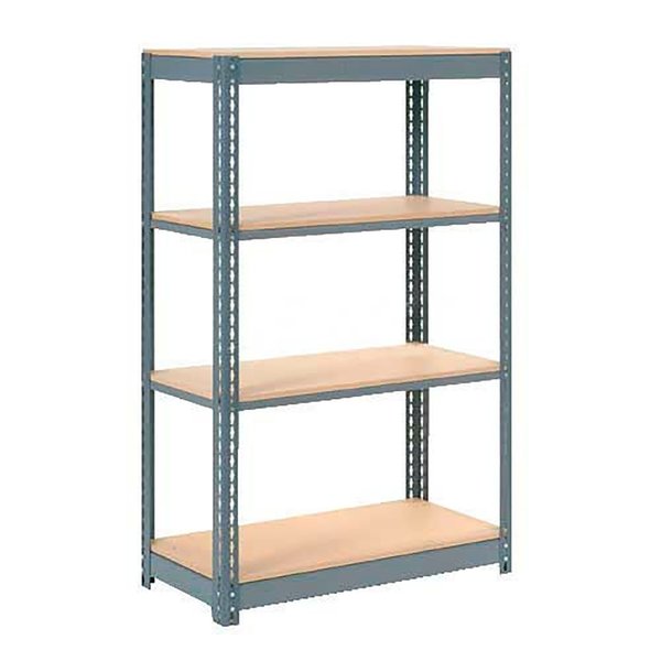 Heavy Duty Shelving 48W x 18D x 72H With 4 Shelves,  Wood Deck,  Gray