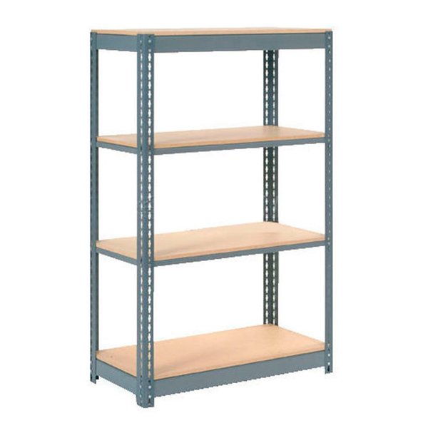 Heavy Duty Shelving 48W x 18D x 60H With 4 Shelves,  Wood Deck,  Gray