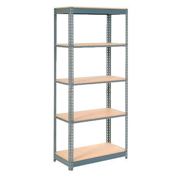 Heavy Duty Shelving 48W x 18D x 72H With 5 Shelves,  Wood Deck,  Gray