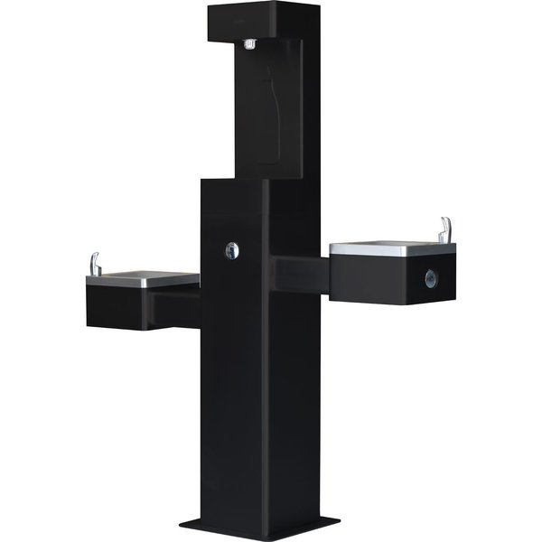 Outdoor Bottle Filling Station & Bi-Level Drinking Fountain,  Black Powder Coat