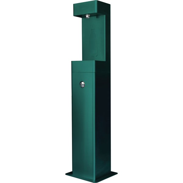 Outdoor Pedestal Bottle Filling Station,  Green Powder Coat