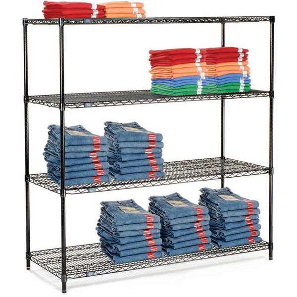 5 Tier Black Epoxy Wire Shelving Starter Unit,  60W x 21D x 86H