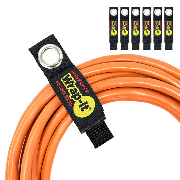 Back-to-Back Strap,  No Adhesive,  7 in,  Black,  6 PK