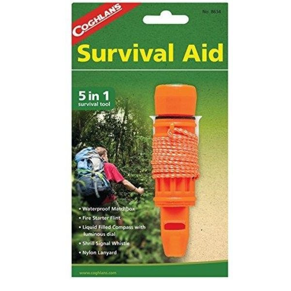 5In1 Survival Aid BoxCompassWhistleFlintLanyard